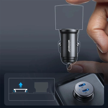 Metalowa ładowarka samochodowa Joyroom JR-CCN06 30 W, 2× USB-C – czarna