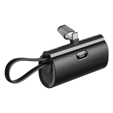 FORCELL F-ENERGY Power Plug F5K3 Powerbank mit integriertem Typ-C PD-Anschluss 20W 5000mAh Schwarz