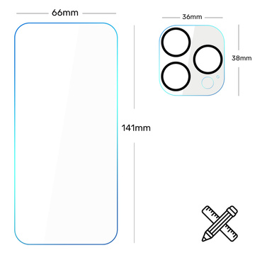 Supreme-Set aus gehärtetem Glas für Apple iPhone 15 Pro, klar