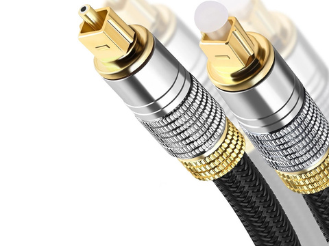 Kabel optyczny cyfrowy Audio 5m – krystaliczny dźwięk bez szumów i zakłóceń, pozłacane końcówki, nylonowy oplot 6.0 mm do TV i PC – Alogy OptiSound™ Czarny