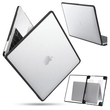 Etui ochronne do Apple Macbook Air 15 M2 2023 / M3 2024 (A2941, A3114) Alogy MatteGuard™ obudowa Matowa Przezroczysta Biel z czarną ramką