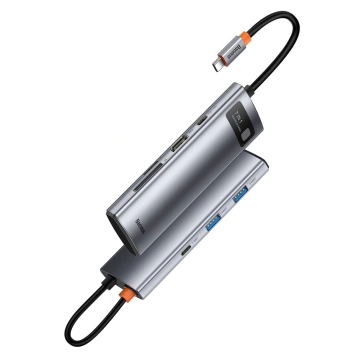 Baseus Metal Gleam Series multifunktionaler USB HUB 7in1 Typ C HDMI TF PD Kartenleser grau (WKWG020113)