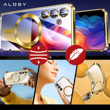 Samsung Galaxy S24 FE Alogy LuxeShield™️ Glamour Luxury Ring MagSafe Hülle mit Kameraabdeckung Gold