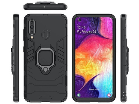 Etui Alogy Stand Ring Armor do Samsung Galaxy A60/M40 czarne + Szkło Alogy