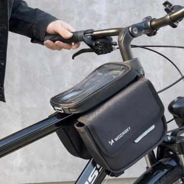 Wozinsky Fahrradrahmentasche Fahrradtasche wasserdichte Handyhülle 1,5l Schwarz (WBB26BK)