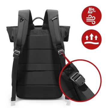 Bange wasserdichter Rucksack für 15,6-Zoll-Laptop, Stadtreisender, 45 x 30 x 16 cm, für Arbeit, Flugzeug, Herren, Damen, mit USB-Anschluss Schwarz