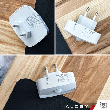 LED-Nachtlampe mit Bewegungssensor für EU-Steckdose, 3 Lichtfarben Alogy Night Light White
