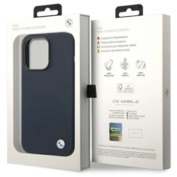 Etui na telefon BMW BMHMP14XSILNA do Apple iPhone 14 Pro Max 6,7" granatowy/navy Silicone Metal Logo MagSafe