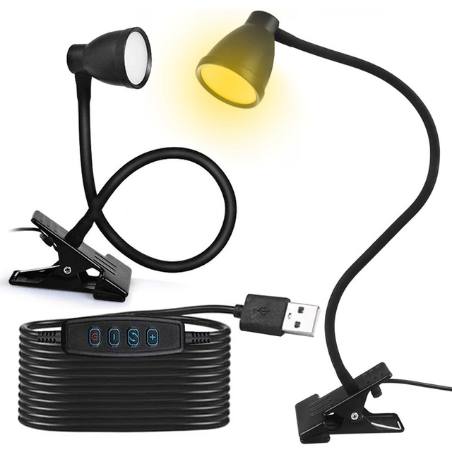 24 5W 360 LED Schreibtischlampe mit Clip Flexibel mit Lichtsteuerung, schwarze Fernbedienung