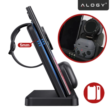 Ładowarka Bezprzewodowa Indukcyjna 3w1 Qi 3.0 Szybka do Samsung S22 S23 S24 S25 Galaxy Watch Buds Stacja czarna 