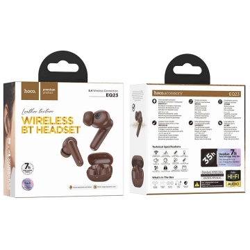 HOCO TWS EQ23 Kabellose Bluetooth-Kopfhörer, Ladehülle, Braun