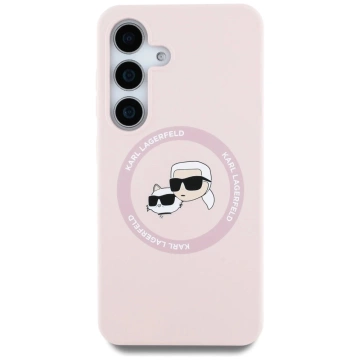 Etui do Samsung Galaxy S25 Plus Różowy Karl Lagerfeld Silicone Double Heads And Circle MagSafe