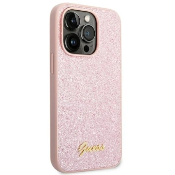 Etui Guess GUHCP14XHGGSHP do Apple iPhone 14 Pro Max 6,7" różowy/pink hard case Glitter Script