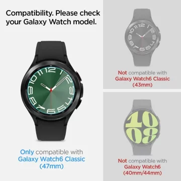 Spigen Glas.tr „Ez-Fit“ 2er-Pack gehärtetes Glas für Samsung Galaxy Watch 6 Classic (47 mm), klar