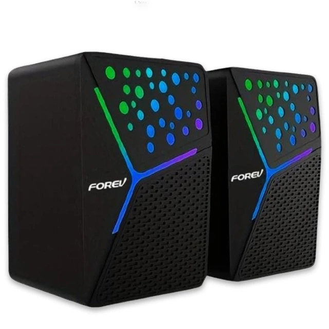 Forev Stereo-Lautsprecher, schwarz, PC, RGB-Hintergrundbeleuchtung