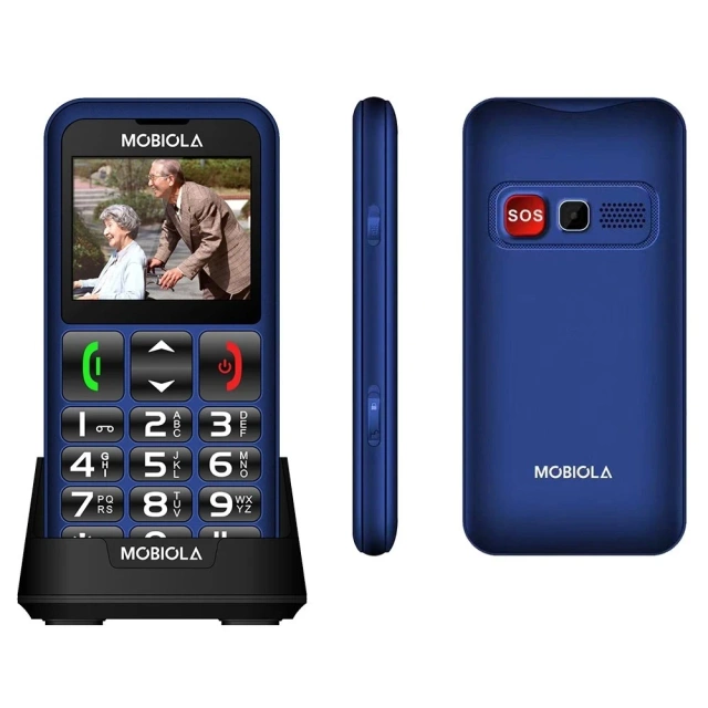GSM-Telefon Mobiola MB700 Blue 2G mit Desktop-Ladegerät für Senioren