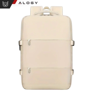 Damen-Reise-Laptop-Rucksack für Koffer, Gepäck, Flugzeug, Arbeit, Schule, 45 x 30 x 20 cm, Alogy Beige