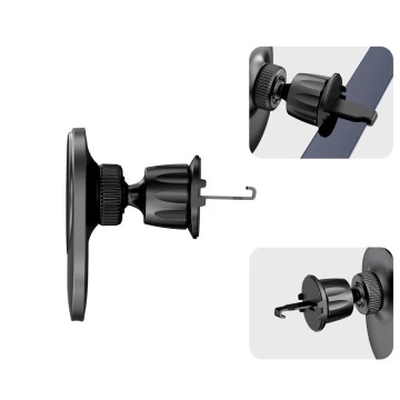Uchwyt samochodowy indukcyjny magnetyczny MM15W-V1 Magnetic MagSafe Vent Car Mount Wireless Charger 15W do kratki Czarny