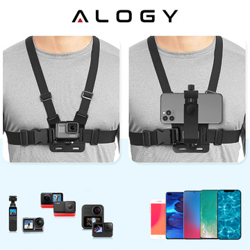 Sportgurt Alogy Chest Brusthalter für Kamera, GoPro-Kameras, Universaltelefon Schwarz
