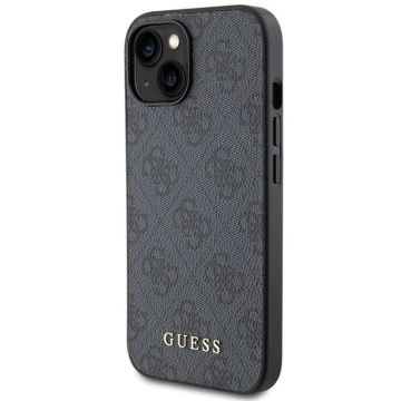 Original GUESS Hardcase GUHCP15SG4GFGR Hülle für iPhone 15 (4G Metalllogo / grau)