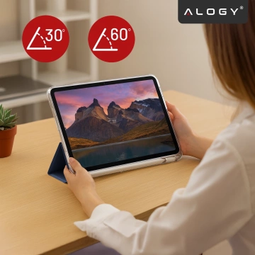 Etui do Apple iPad 11gen. 11" 2025 / 10gen. 10.9" 2022 Ochronne Hybrydowe z Miejscem na Rysik, Składana Okładka, Funkcja Podstawki, Alogy HybridBook™ Case  – Granatowe