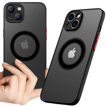 Etui do Apple iPhone 13 Mini obudowa Alogy Hybrid Mag Case do MagSafe z ochroną aparatu matowe czarne + Ładowarka Qi