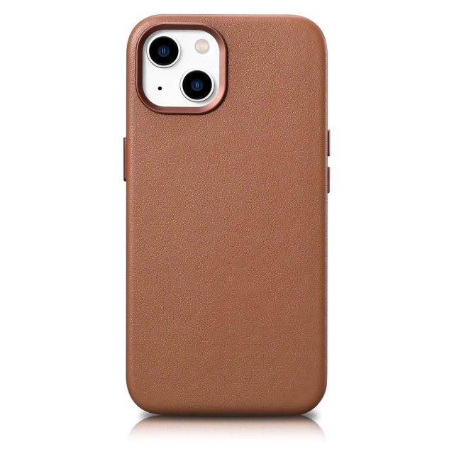 iCarer Case Lederhülle für iPhone 14 Plus braun (kompatibel mit MagSafe)