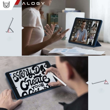 Etui do Apple iPad 10.2" 9/8/7 Gen (2021/2020/2019), Ochronne Smart Case z Klapką i Podstawką, Odporne TPU, Wzmocnione Narożniki, Alogy BookGuard™ – Granatowe