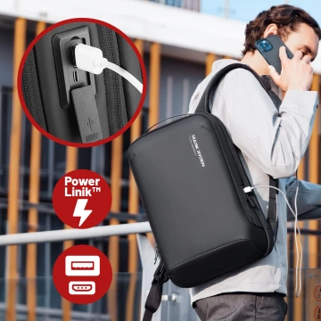 Plecak na Laptopa 15.6" Mark Ryden, Wodoodporny, Lekki i Smukły, Podróżny z Wyjściem USB, Kieszenią na Karty i Zamkiem YKK, Materiał EVA, 14L (42×30×12 cm) – Czarny
