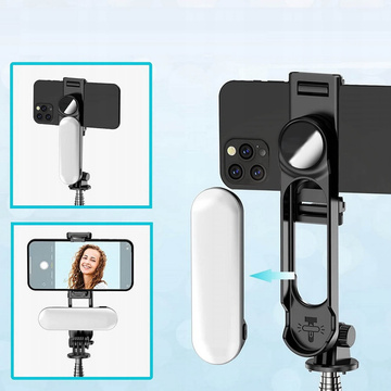 Kijek Selfie Stick uchwyt do telefonu zdjęć statyw Tripod L15 z Lampa LED + Pilot Bluetooth na telefon Czarny