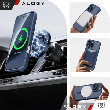 3-in-1 Hybrid-Glashüllen-Set für Apple iPhone 16 Pro: Schutzhülle mit Hybrid-MagSafe-Funktion und Linsenschutz, 2x Displayschutzfolie aus gehärtetem Glas, Alogy 3-in-1 Hüllen-Set, Marineblau