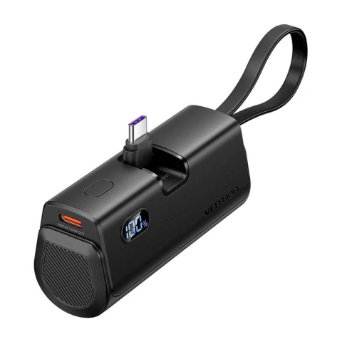 Powerbank Vention Black 4800mAh 22.5W LED Lightning USB-C Czarny Podręczny