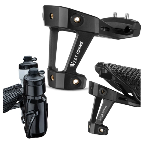 Adapter Rowerowy pod Siodełko – Uchwyt na 2 Koszyki na Bidon, Bike Seat Mount, Montaż do Sztycy, Aluminiowy, Czarny