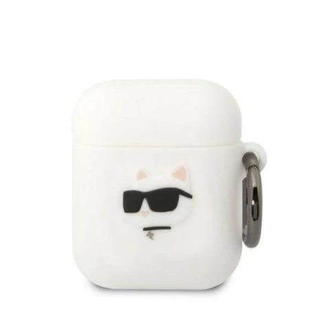 Schutzhülle für Kopfhörer Karl Lagerfeld KLA2RUNCHH für Apple AirPods 1/2 Cover weiß/weiß Silikon Choupette Head 3D
