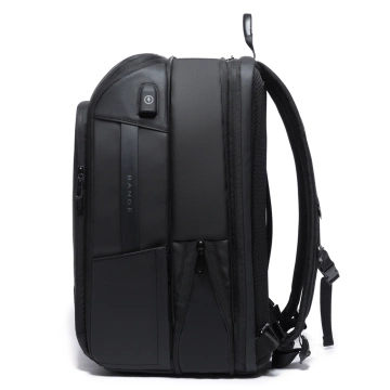 Wasserdichter Rucksack von Bange für Laptops bis 15,6 Zoll, ideal für Städtetrips, 49 x 31 x 18 cm, erweiterbar für Arbeit und Flugreisen, für Damen und Herren, mit USB-Anschluss, Schwarz