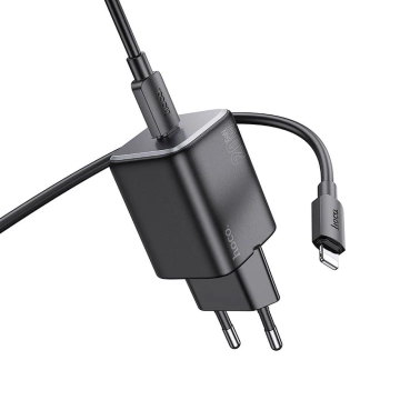 Ładowarka sieciowa HOCO Typ C + kabel Typ C do Lightning QC PD 20W Czarna