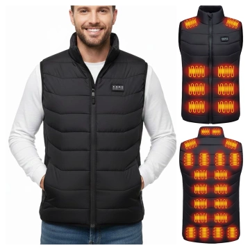 Kamizelka grzewcza z 28 strefami – 4-stopniowa regulacja temperatury, zasilanie USB, idealna na zimę i aktywności outdoor – Alogy ThermoVest™ Czarna (L)
