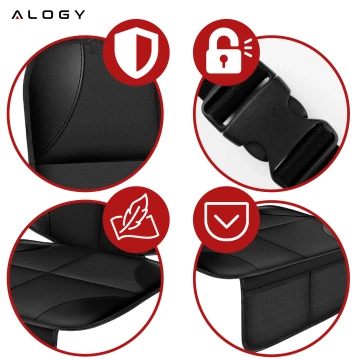 Mata ochronna na pojedynczy fotel Alogy SeatShield™ Podkładka pod fotelik Samochodowy dla dziecka Ochraniacz do Auta Czarna