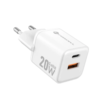 Forcell Mini GaN III 20W USB-C USB-A PD QC4.0 Wandladegerät
