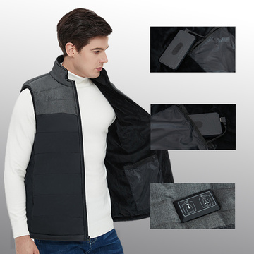 Beheizte Weste, beheizbar, für Damen und Herren, gesteppt, ärmellos, elektrische Jacke, Unisex, Größe M, Winter, warm, Schwarz, Grau