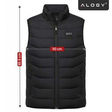 Kamizelka grzewcza z 28 strefami – 4-stopniowa regulacja temperatury, zasilanie USB, idealna na zimę i aktywności outdoor – Alogy ThermoVest™ Czarna (L)