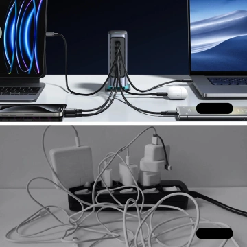 Joyroom 65W GaN-Multiport-Ladegerät, 4x USB-C, 2x USB-A, dunkelgrau