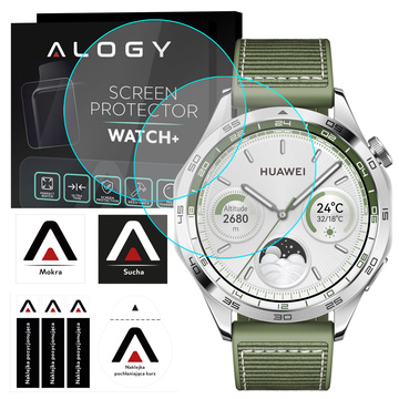 2x gehärtetes Glas für Huawei Watch GT4 GT 4 46 mm Schutz für Smartwatch Alogy Displayschutzfolie Uhr