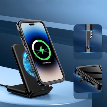 Hülle für iPhone 14 Pro Max, wasserdicht, gepanzert, 360-Grad-Hülle, Hybridlinse, Kameraschutz, IP68, wasserdicht, Schwarz