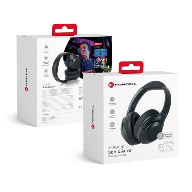Słuchawki bezprzewodowe nauszne Forcell F-Audio ANC Sonic Aura czarne Black