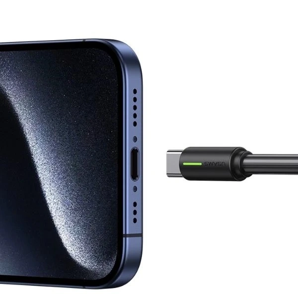 USAMS SJ734 USB-C auf USB-C Kabel 1m, 60W, Schwarz, YU-Serie, Langlebig und schnell