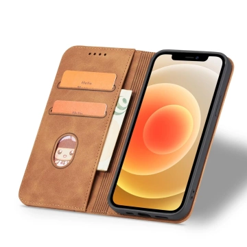 Magnet Fancy Case etui do iPhone 12 Pro Max pokrowiec portfel na karty kartę podstawka brązowy