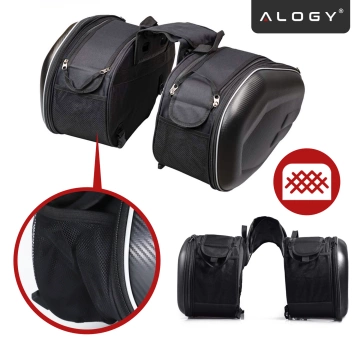 Motorrad-Satteltasche 38–58 l – Tasche, Seitenkoffer, Soziustasche, wasserdicht, robustes Material, verstellbar für Motorräder – Alogy RoadPack™ Schwarz