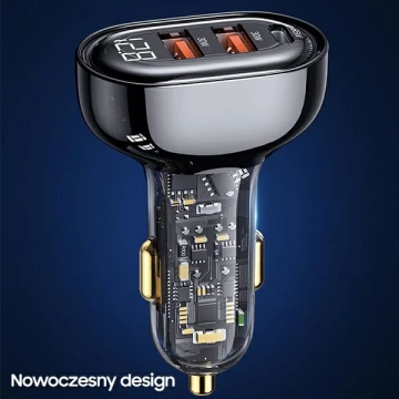 USAMS Autoladegerät 2xUSB 1xUSB-C 125W Fast Charge transparent schwarz CC158CC01 (US-CC158)