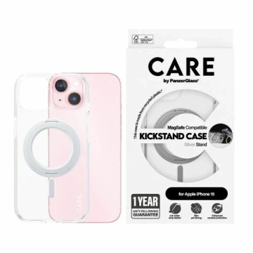 Etui do iPhone 15 CARE by PanzerGlass Kickstand MagSafe Silver